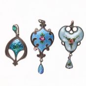 Silver Antique Enamelled Pendant Collection incl. Arts & Crafts, 6g