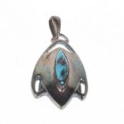 Murrle Bennett & Co. Arts & Crafts Turquoise and Silver Pendant, 7.7g