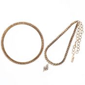 Diamond Gold Bangle and Tennis Style Necklace Set, 40.5g