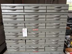 36 Drawer Steel Storage Cabinet, Containing Assorted Pantograph Letters
