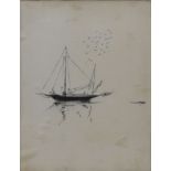 Rik WOUTERS (1882-1916) (attributed), drawing Boat on the water, monogrammed