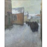Carolus Tremerie (1858-1945), pastel Ghent beguinage in the snow, signed