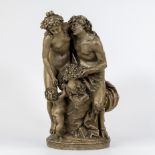 CLODION (1738-1814), patinated plaster sculpture of Satyr and Bacchante offering grapes from a Basqu