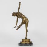 Elegant bronze statuette of a dancer with snake 'Danseuse au serpent ’, after Claire Colinet, signed