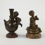 Antoine BOFILL (c.1875-1939/53), bronze flute playing boy, signed and Auguste MOREAU, (1834-1917), b