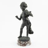 Auguste MOREAU (1834-1917), bronze statue of a child with violin on a marble base, signed