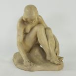 Albert Maurice DEKORTE (1889-1971), patinated plaster Sitting nude, signed , dated 1924 and numbered