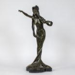 Louis CHALON (1862-1915), bronze sculpture Nymphe on marble base, signed