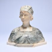 Bust of a young girl in alabaster