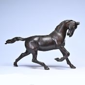 Brown patinated bronze statue of a horse