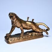 Charles VALTON (1851-1918), gilt bronze Wounded Lion, signed