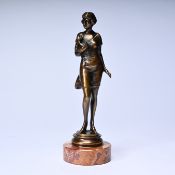 Bruno ZACH (1891-1935), gilded bronze Lady with dog, signed on marble base