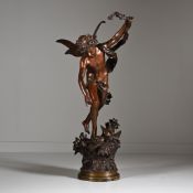 Luca MADRASSI (1848-1919), large bronze sculpture Lutin Des Bois, signed