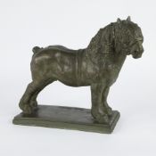 Domien INGELS (1881-1946), Brabant draft horse in patinated terracotta, signed