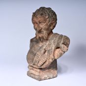 Terracotta bust of a satyr with beard and shaggy hair, based on a Hellenistic model. 18th century