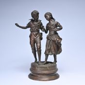 Ernest RANCOULET (1842-1918) (after), bronze statue 'Le pêche original'