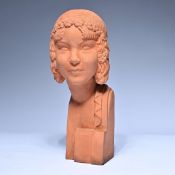 Pierre LE FAGUAYS (1892-1962), Art Deco terracotta bust of a girl, signed