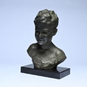 Ernest PATRIS (1909-1981), patinated plaster bust of a boy, signed and dated 1946