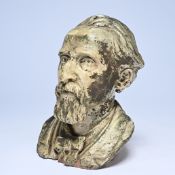 Plaster bust with patina finish, possibly of the Flemish playwright Hippoliet Van Peene (1811-1864).