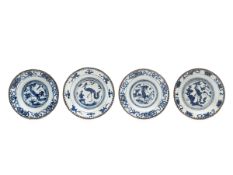 FOUR BLUE AND WHITE DISHES, China, Ming dynasty, 16th/17th century