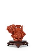 ☼A RED MOMO CORAL CARVING, China, late 19th / early 20th century