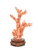 ☼A CORAL SCULPTURE, China, early 20th century