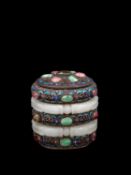 A JADE SILVER AND HARDSTONE BOX, China, Qing dynasty, 19th century