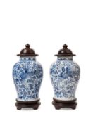 A PAIR OF BLUE AND WHITE PORCELAIN VASES, China, Qing dynasty, Kangxi period (1661-1722)