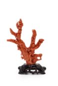 ☼A RED MOMO CORAL FIGURE, China, China, late 19th / early 20th century