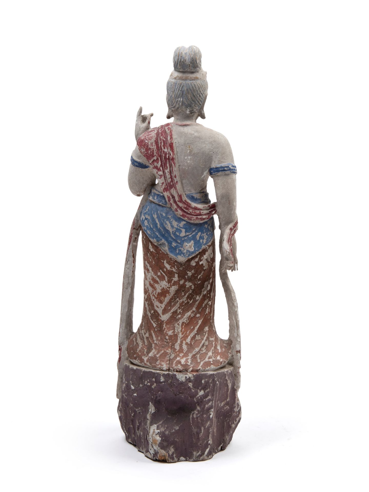 POLYCHROME LACQUERED WOOD SCULPTURE OF GUANYIN, China, late 19th / early 20th century - Bild 2 aus 2