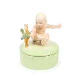 POLYCHROME EARTHENWARE BOX WITH CHILD AND ROOSTER, Turin, c. 1935