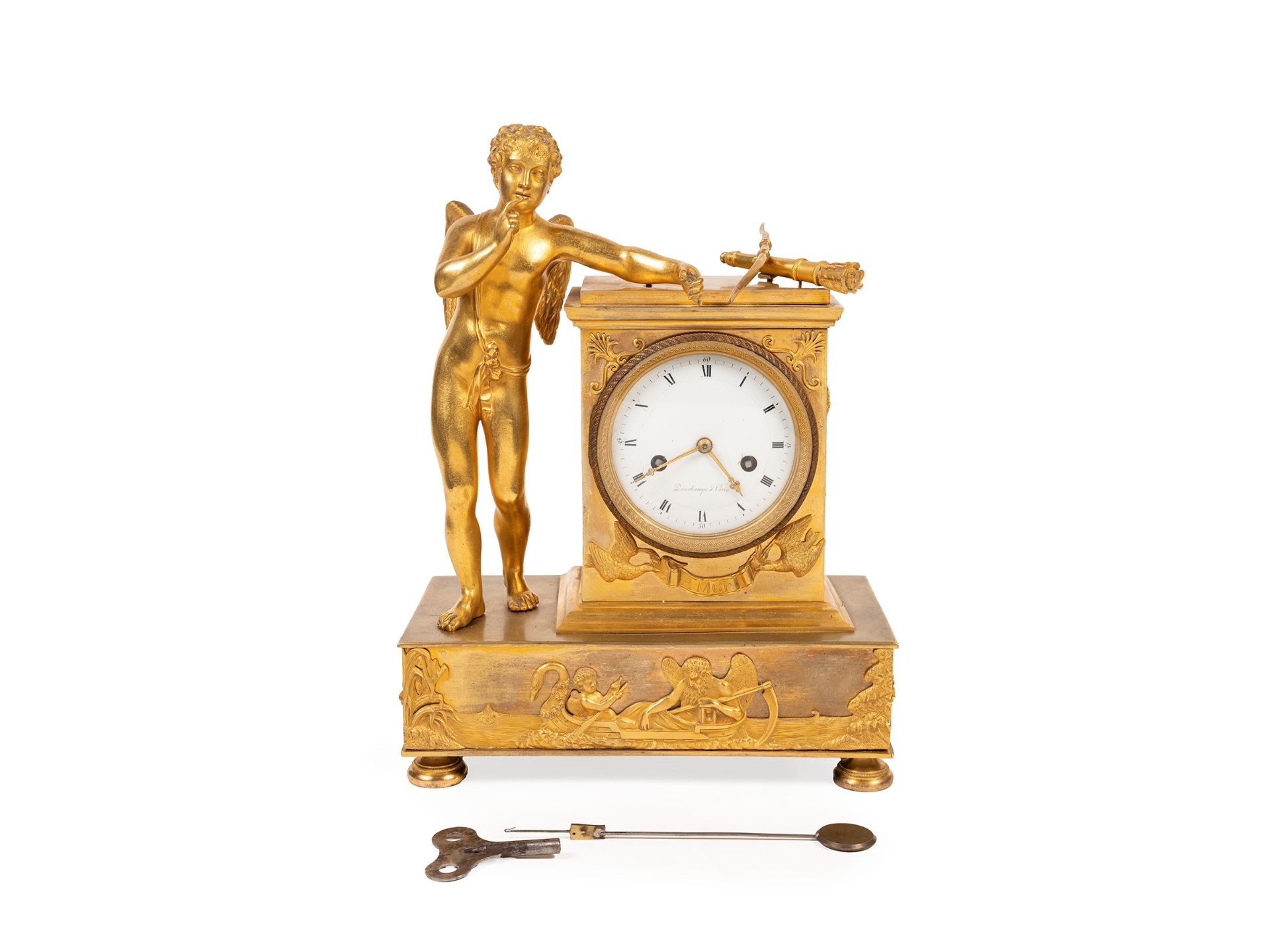 GILT BRONZE CLOCK DEPICTING CUPID, Early 19th century - Bild 4 aus 4