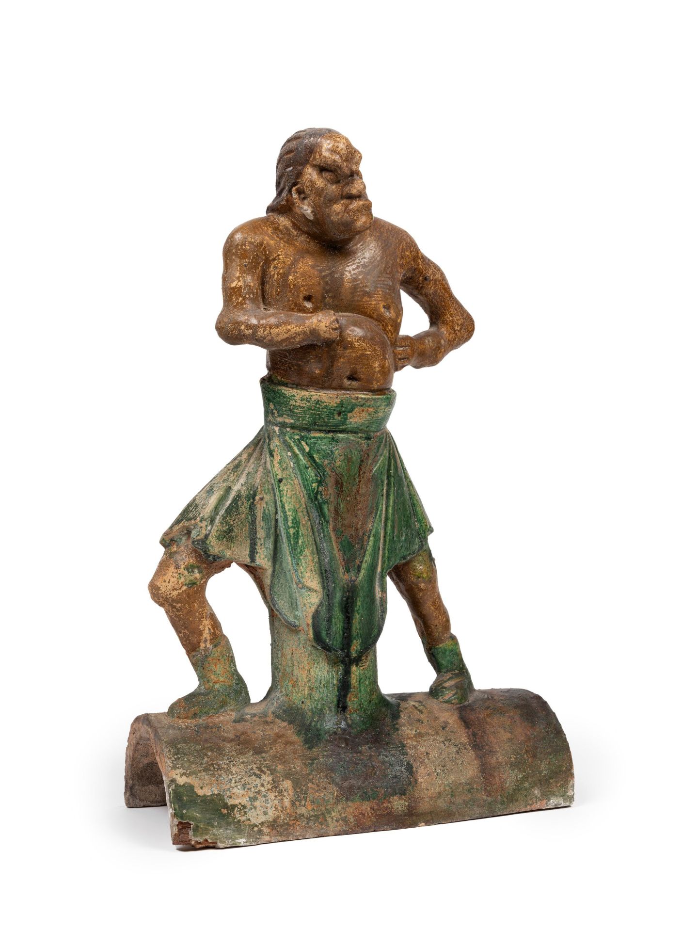 A 'SANCAI' EARTHENWARE RIDGE-TILE , China, Ming dynasty (1368-1644)