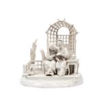 A PORCELAIN SCULPTURAL GROUP, Samson, 19th century