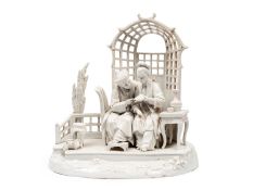 A PORCELAIN SCULPTURAL GROUP, Samson, 19th century