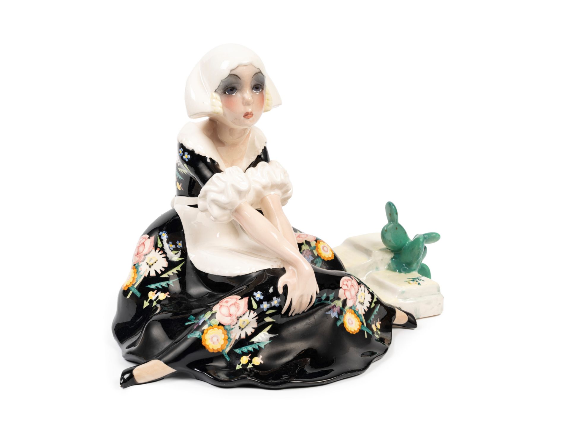 POLYCHROME EARTHENWARE SCULPTURE DEPICTING NOSTALGIA, Turin, 20th century