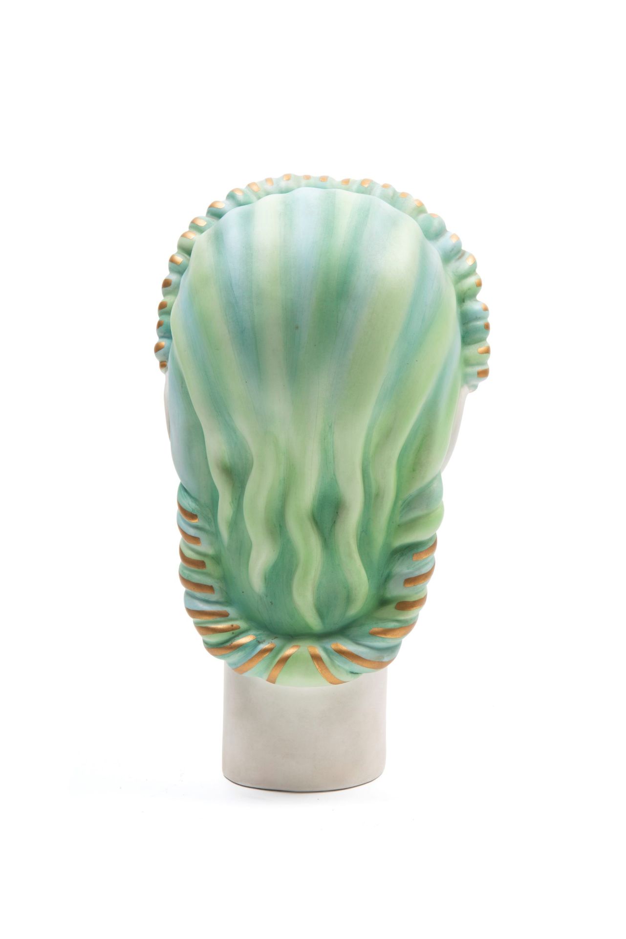 Polychrome earthenware sculpture depicting the head of the goddess Calypso, Turin, 20th century - Bild 2 aus 3