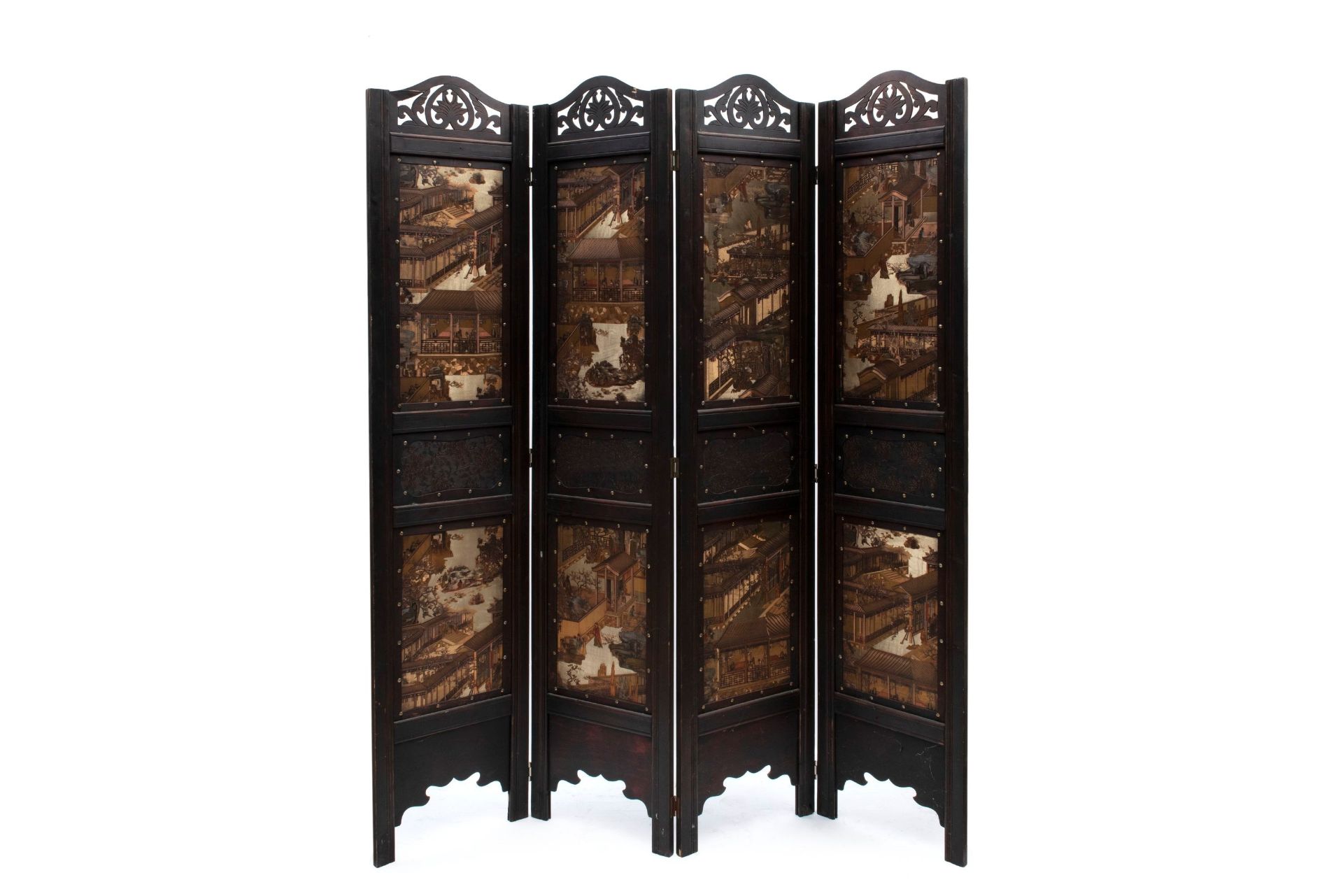 FOUR-PANEL SILK SCREEN, China, 20th century