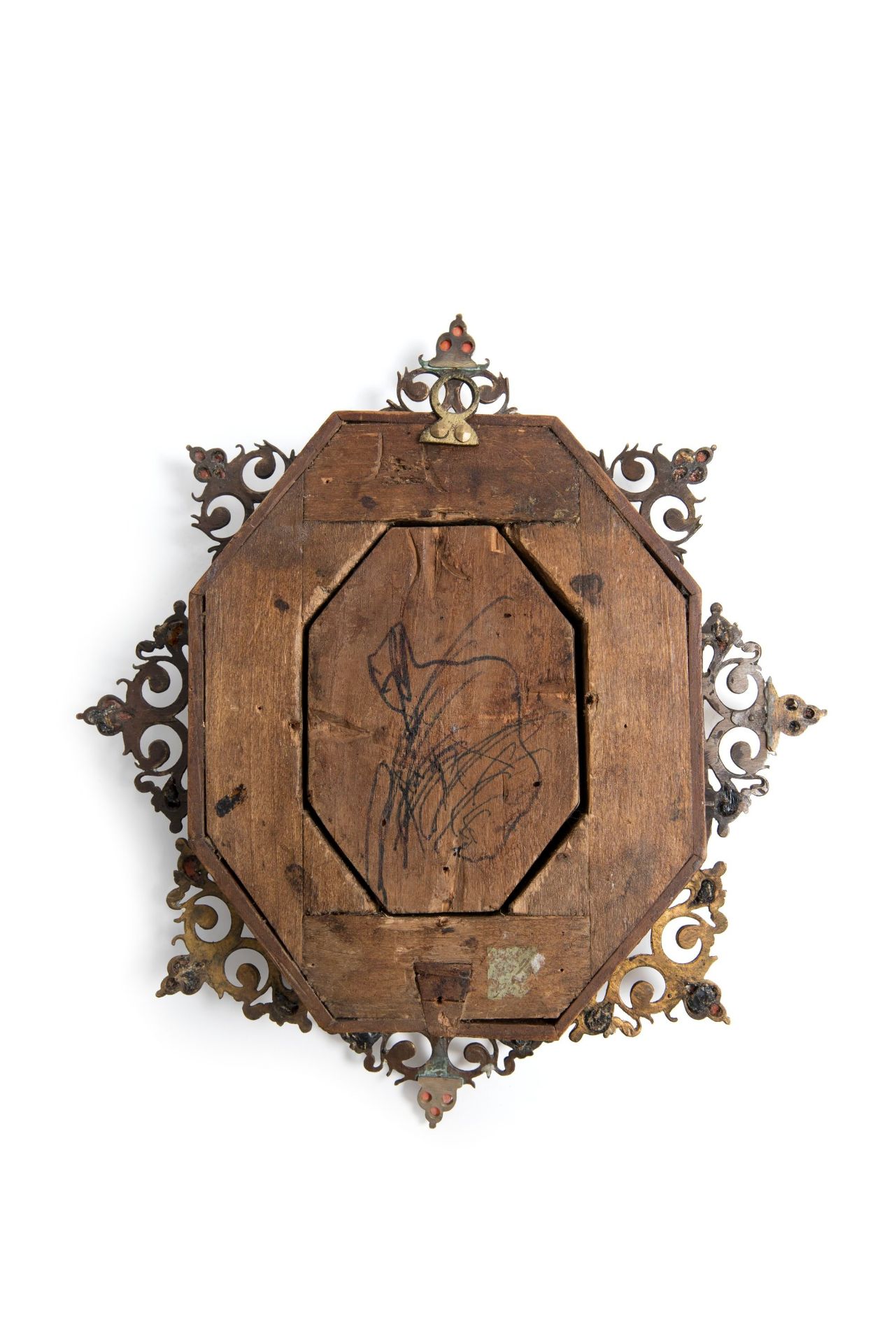 â˜¼DEVOTIONAL PANEL IN GILT BRONZE AND COPPER, ENAMELS, CORAL AND WOOD, Trapani, XVIII century - Bild 2 aus 3