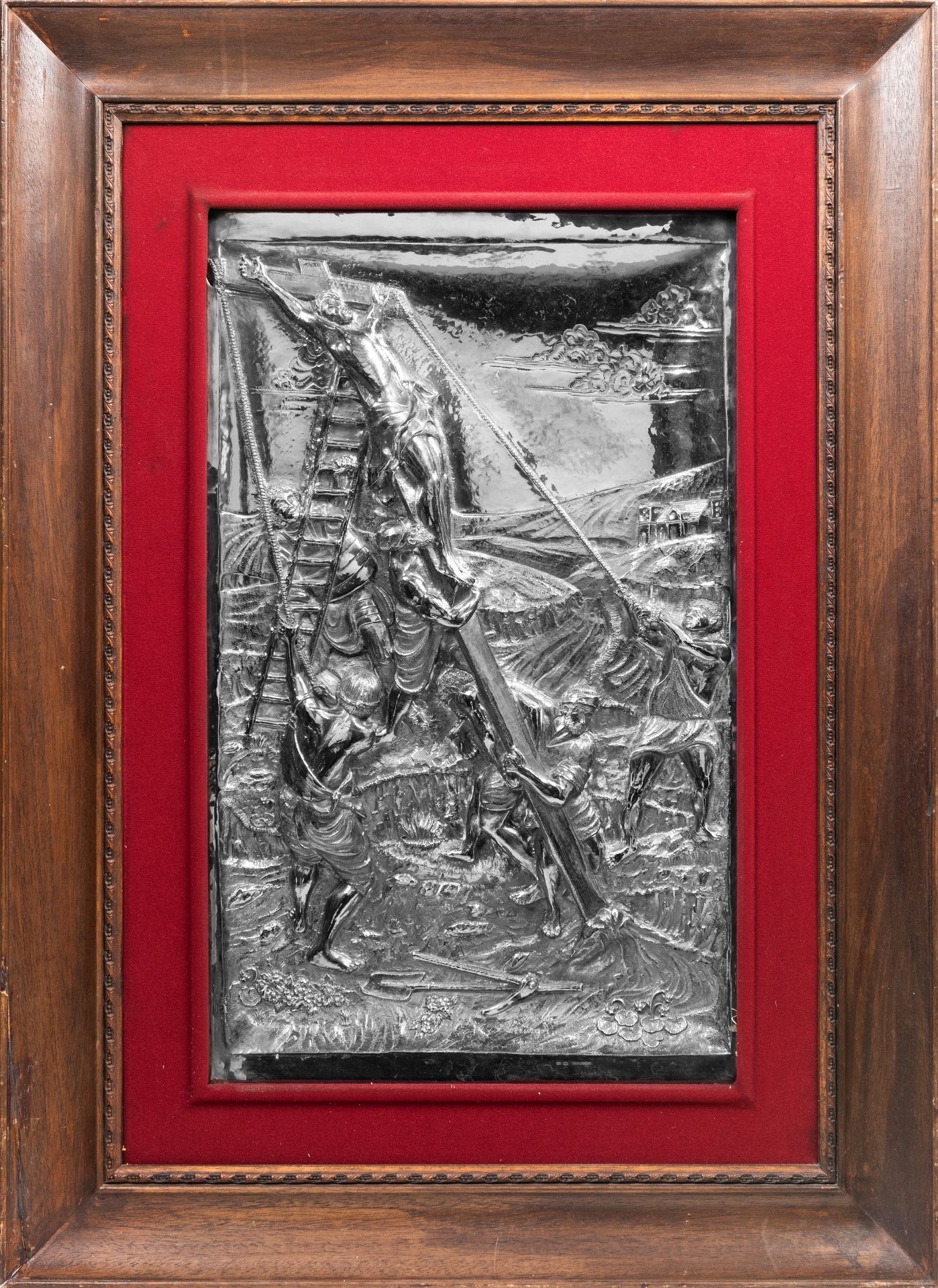 SILVER BAS-RELIEF DEPICTING THE CRUCIFIXION, 20th century