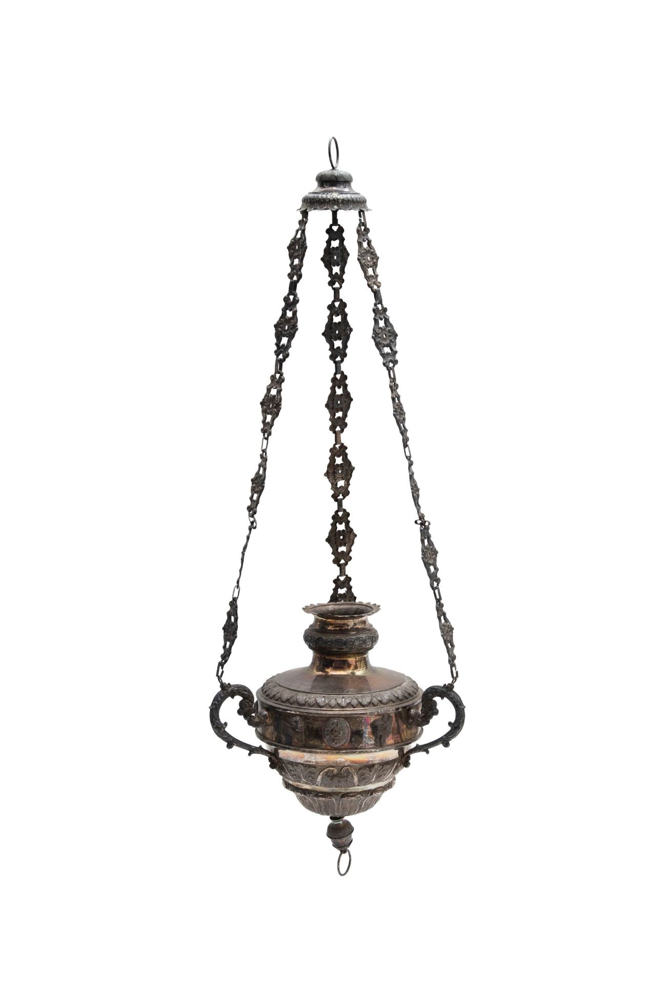 SUSPENDED SILVER LAMP, Turin, 19th century