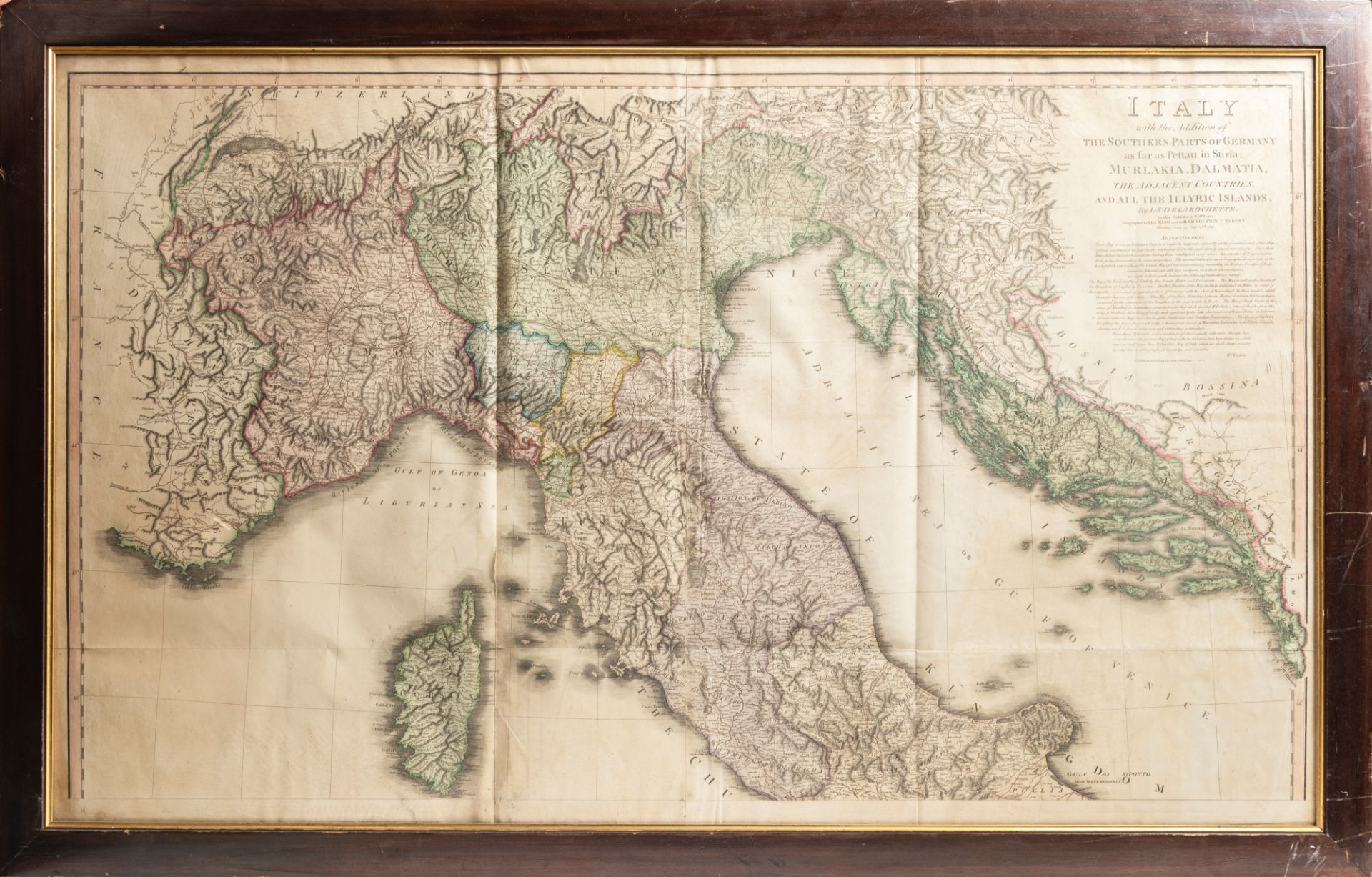 AN ANCIENT MAP OF NORTHERN ITALY, Late 18th / early 19th century