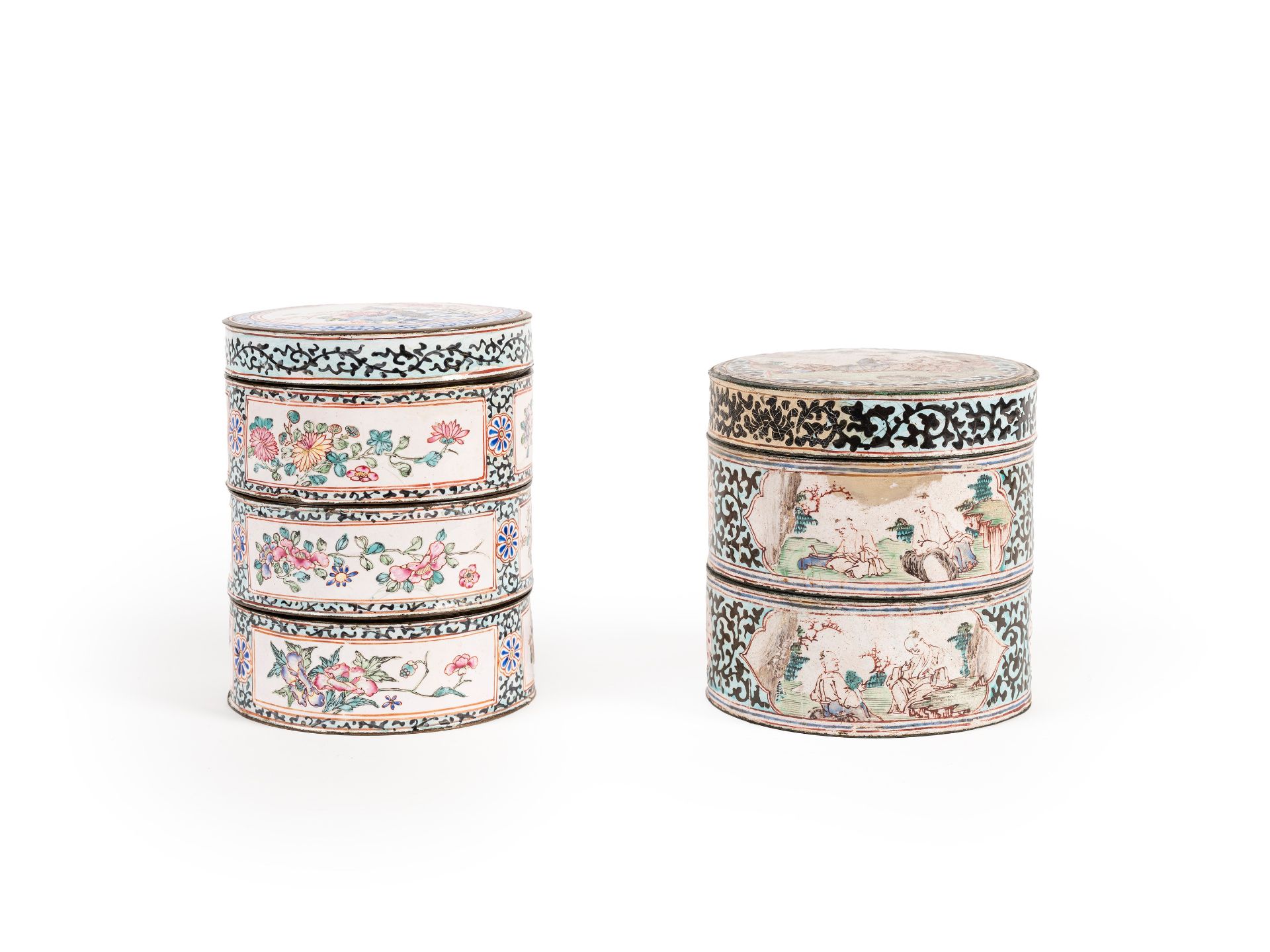 TWO PAINTED ENAMEL BOX AND COVERS, China, Qing dynasty, 18th - 19th century