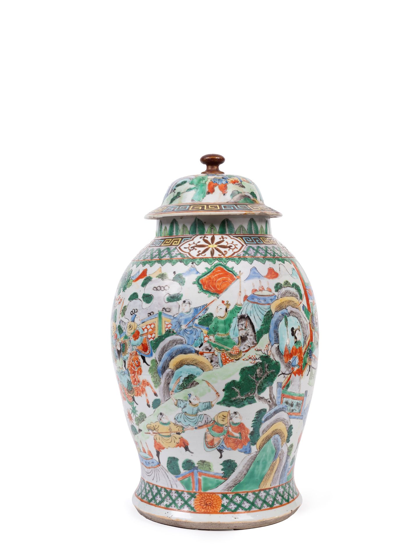 A FAMILLE VERTE PORCELAIN POTICHE, China, Qing dynasty, 19th century