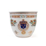 ARMORIAL "ROYAL ARMS OF FRANCE" JARDINIÃˆRE IN POLYCHROME PORCELAIN, Samson Manufacture, 19th centur