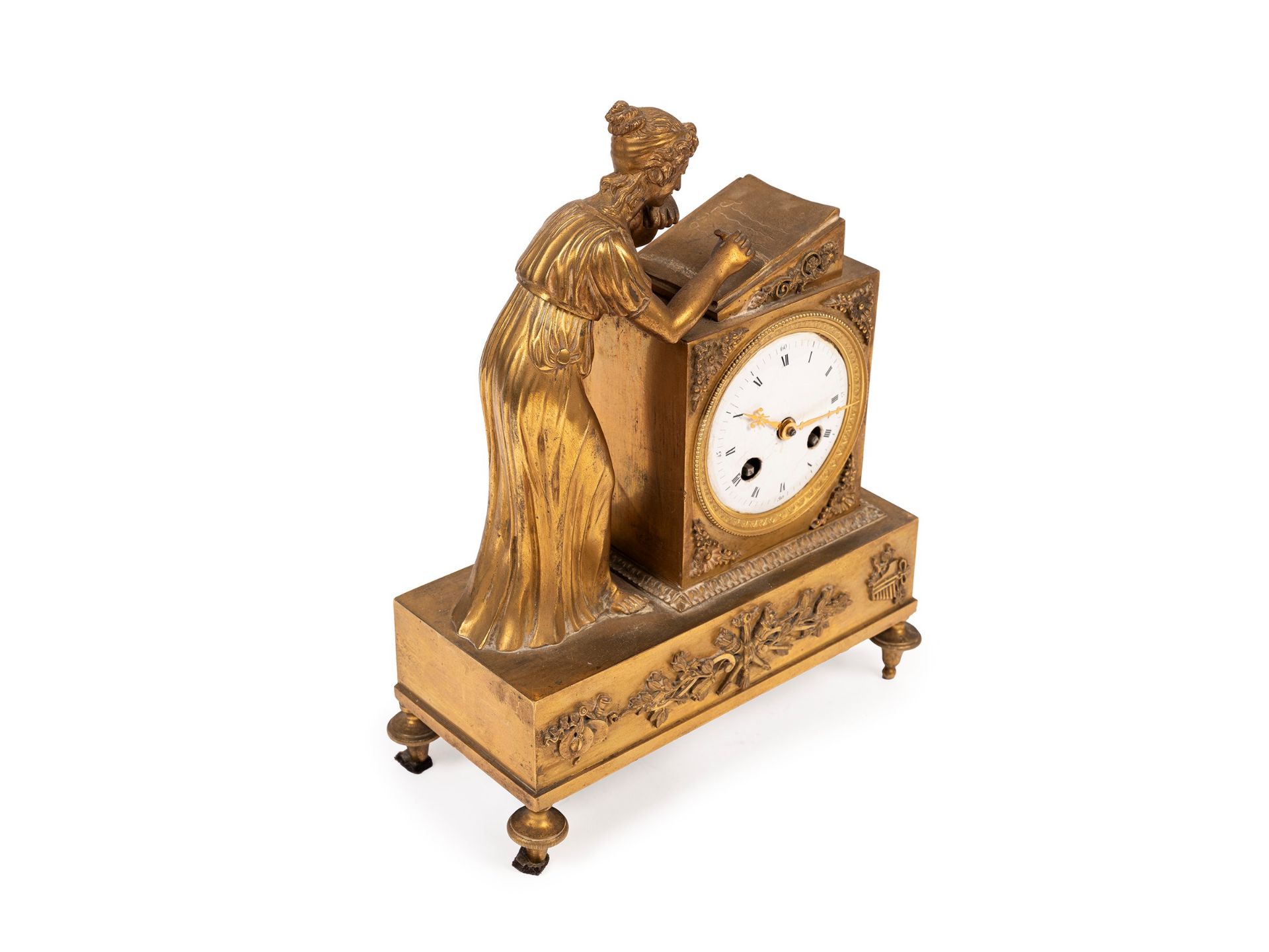 GILT BRONZE MANTEL CLOCK, 19th century - Bild 3 aus 4