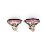 PAIR OF POLYCHROME PORCELAIN BRACKETS, 19th century