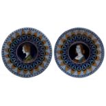 PAIR OF POLYCHROME MAJOLICA PARADE PLATES, Faenza, 20th century