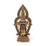 A GILT-BRONZE FIGURE OF Avalokiteshvara Ekadashamukha, China, 20th century