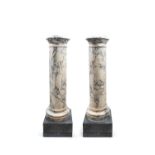 PAIR OF COLUMNS IN CARRARA MARBLE, Late 19th century